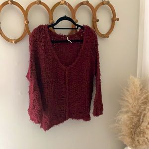 Maroon Free People vneck sweater
